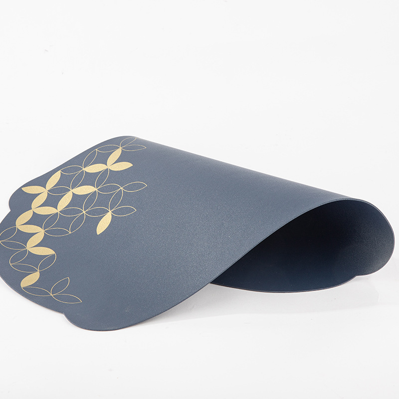 Creative 1.6mm new Chinese-style placemats with leaf patterns are washable, waterproof, oil-proof, anti-slip, heat-resistant and wear-resistant. They are home PVC leather placemats in Chinese style details Picture