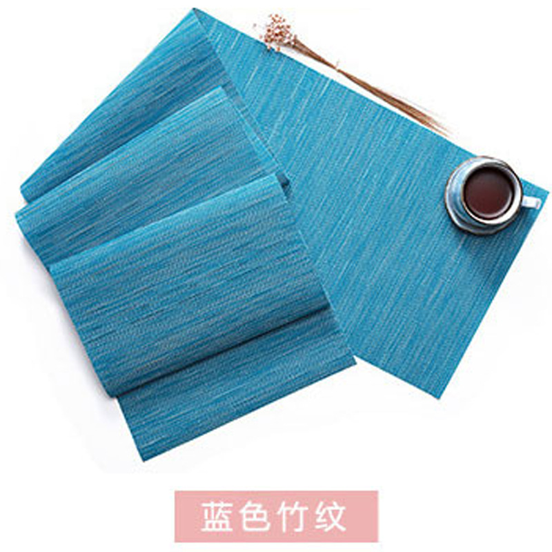 Cross-border in-stock solid color placemats, Chinese-style Teslin pvc placemats, bamboo weave placemats, waterproof, anti-slip, oil-proof, heat-resistant and heat-insulating table MATS, custom-made Item Picture