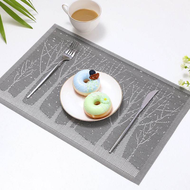 Teslin jacquard placemats, European creative, high-end, simple and elegant, woven PVC, Western placemats, table MATS, Japanese heat-insulating and anti-slip MATS, plate MATS, placemats and coasters, anti-slip and heat-resistant Specification image