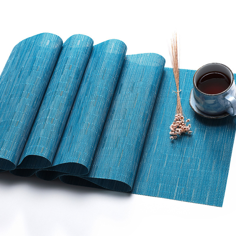 Cross-border in-stock solid color placemats, Chinese-style Teslin pvc placemats, bamboo weave placemats, waterproof, anti-slip, oil-proof, heat-resistant and heat-insulating table MATS, custom-made