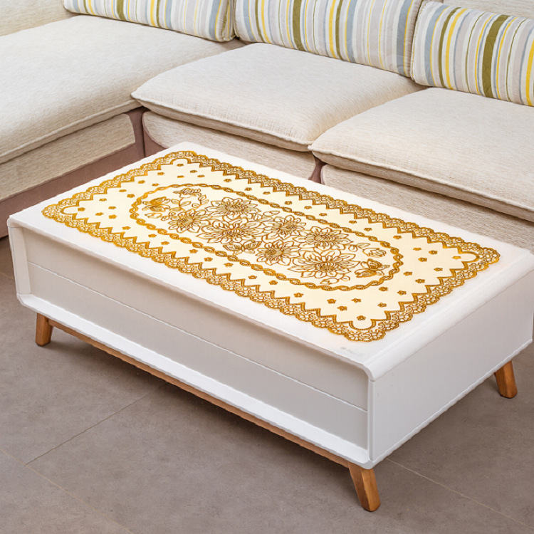PVC gold-embossed mat, Western table mat, Middle Eastern round table mat, round coffee table mat, hollowed-out mat, household heat insulation mat, no-wash, waterproof, oil-proof, anti-slip, heat-resistant and wear-resistant