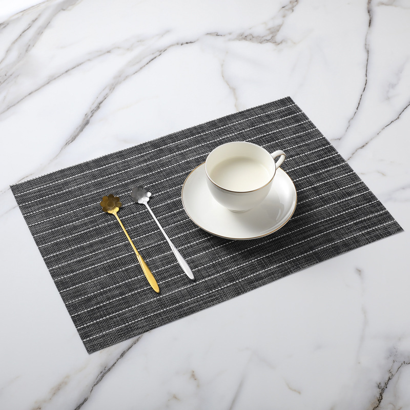 Cross-border Teslin striped placemats, PVC hotel waterproof, anti-slip, oil-proof, heat-resistant, wear-resistant and heat-insulating MATS, Japanese table MATS, cup MATS and bowl MATS, Western placemats Item Picture