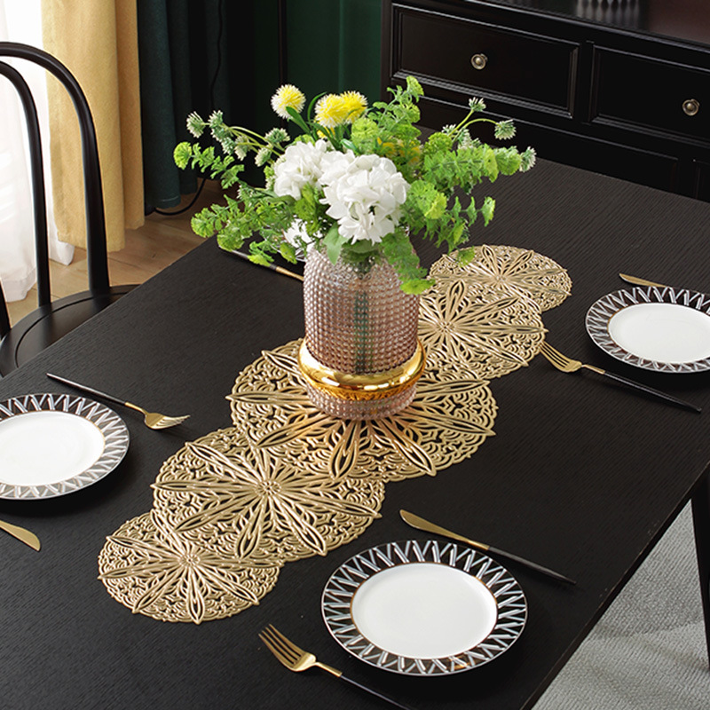 European-style PVC hollowed-out table flags, table MATS, household coffee table MATS, anti-slip and heat-insulating MATS, decorative long towels, TV cabinet cover towels pic 5