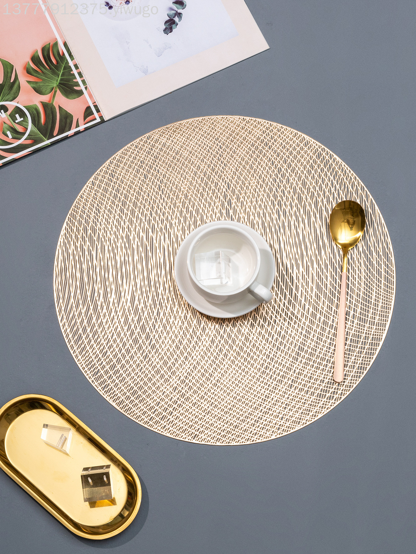 Yijia Irregular-shaped Western placemats, new restaurant and hotel coffee MATS, pvc modern and simple placemats pic 4