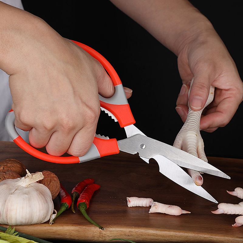 外贸热卖多功能不锈钢家用鸡骨剪烤肉强力厨用剪子食物剪厨房剪刀
