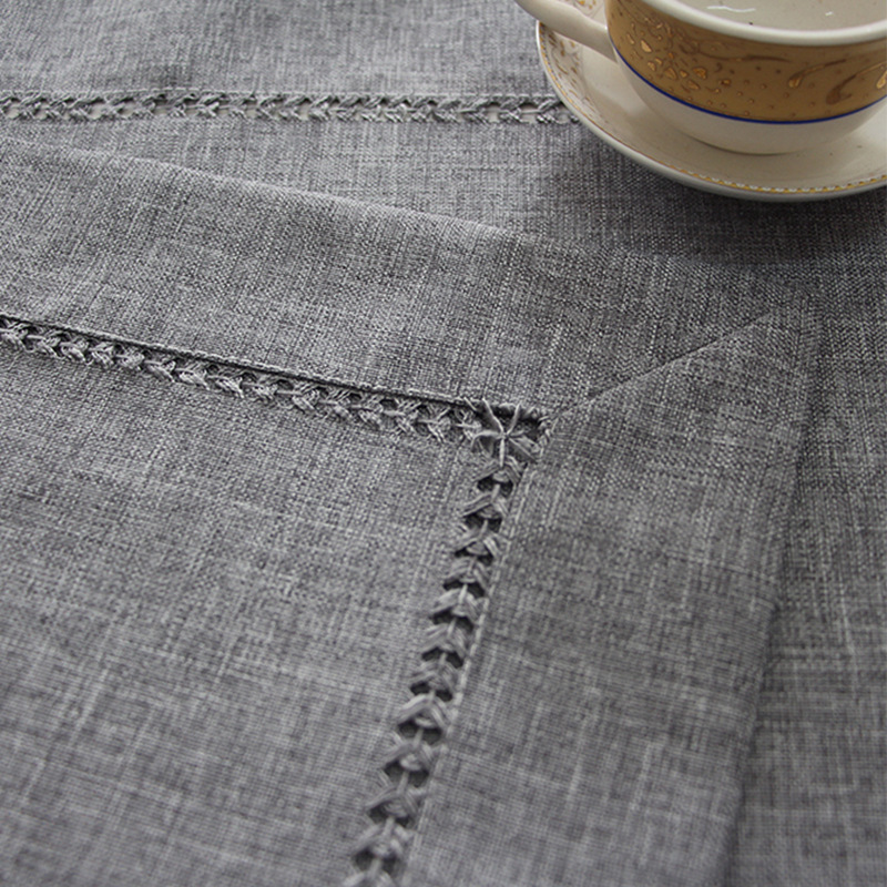 跨境八字抽丝镂空平角桌旗仿麻涤纶勒丝桌旗茶几餐桌盖布纯色桌旗细节图
