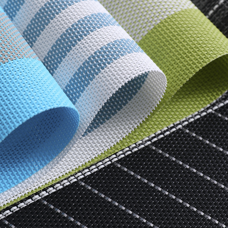 Cross-border Teslin striped placemats, PVC hotel waterproof, anti-slip, oil-proof, heat-resistant, wear-resistant and heat-insulating MATS, Japanese table MATS, cup MATS and bowl MATS, Western placemats details Picture