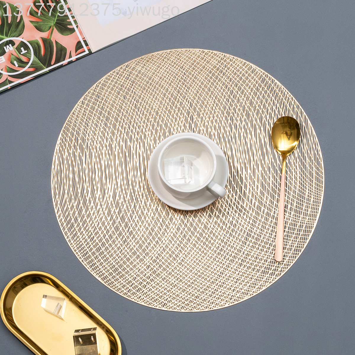 Yijia Irregular-shaped Western placemats, new restaurant and hotel coffee MATS, pvc modern and simple placemats pic 3