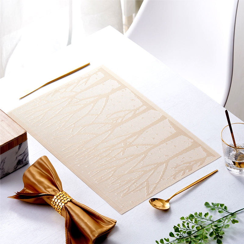 Teslin jacquard placemats, European creative, high-end, simple and elegant, woven PVC, Western placemats, table MATS, Japanese heat-insulating and anti-slip MATS, plate MATS, placemats and coasters, anti-slip and heat-resistant Item Picture