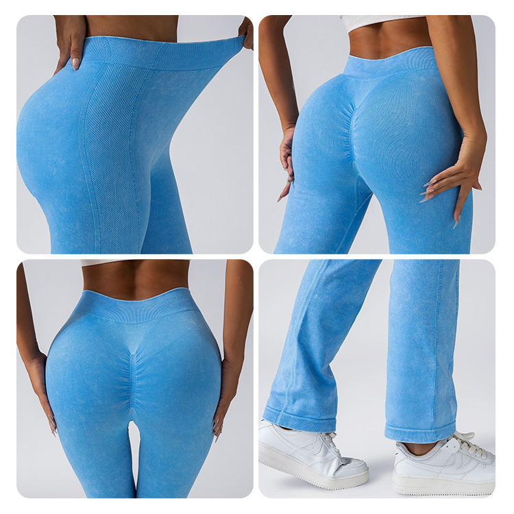 Yoga long pants, frosted lulu pants, high-waisted European and American yoga pants for girls to wear outside, hip-lifting sports and fitness wide-leg pants