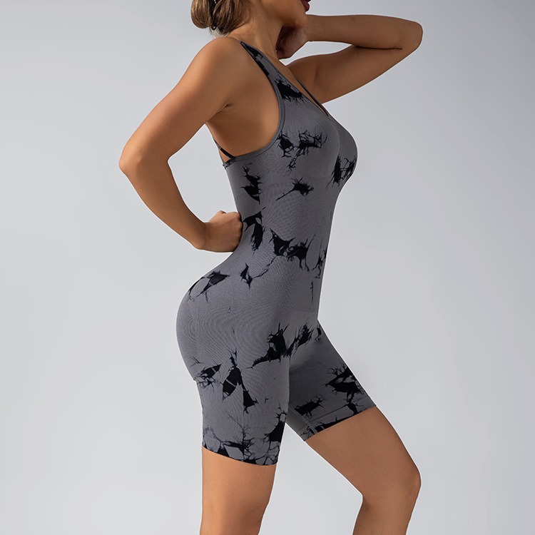 European and American yoga wear, women's one-piece seamless fitness backrest, sports tight-fitting clothes, short-sleeved bras, yoga one-piece pants for export Specification image