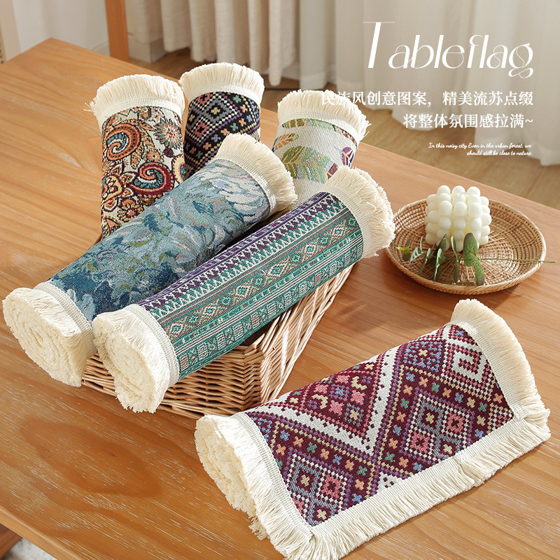 New cotton and linen fringed lace long strip cover, TV cabinet long strip fabric, all-season universal dining table, table flag processing and customization details Picture