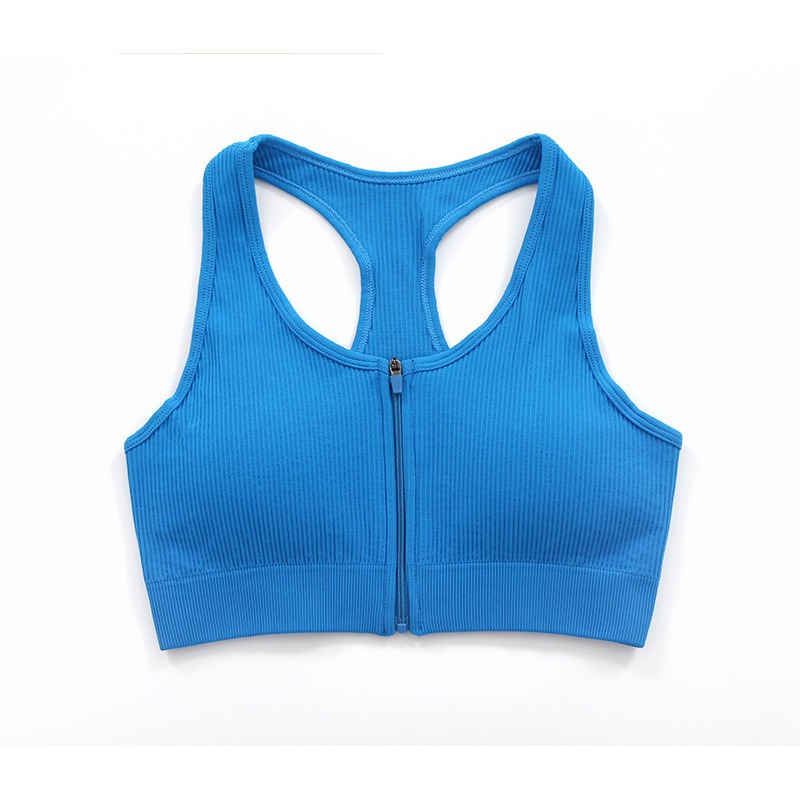 Seamless shock-absorbing zipper bra, drawstring yoga pants, sports running fitness yoga set, beautiful back sports underwear for women Item Picture