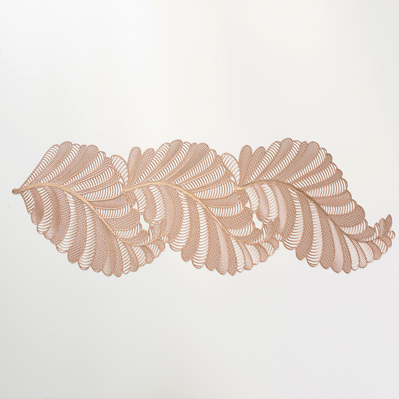 Factory direct sales PVC table MATS with gilded and hollowed-out leaves, long towels, table flags, heat insulation pads, light luxury cross-border no-wash table MATS, waterproof, anti-slip, oil-proof, heat-resistant and wear-resistant pic 9
