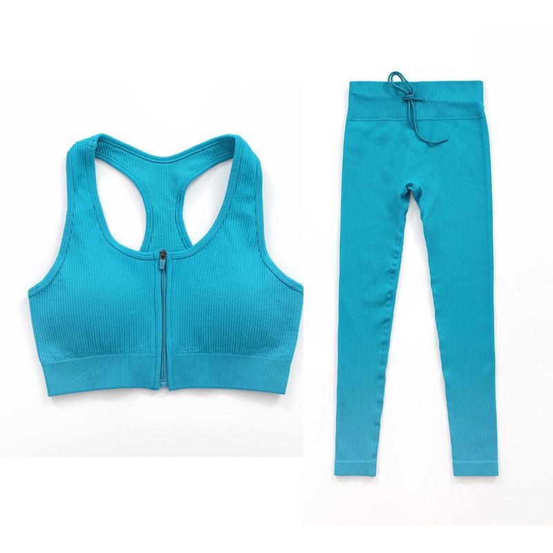 Seamless shock-absorbing zipper bra, drawstring yoga pants, sports running fitness yoga set, beautiful back sports underwear for women Application Scenario
