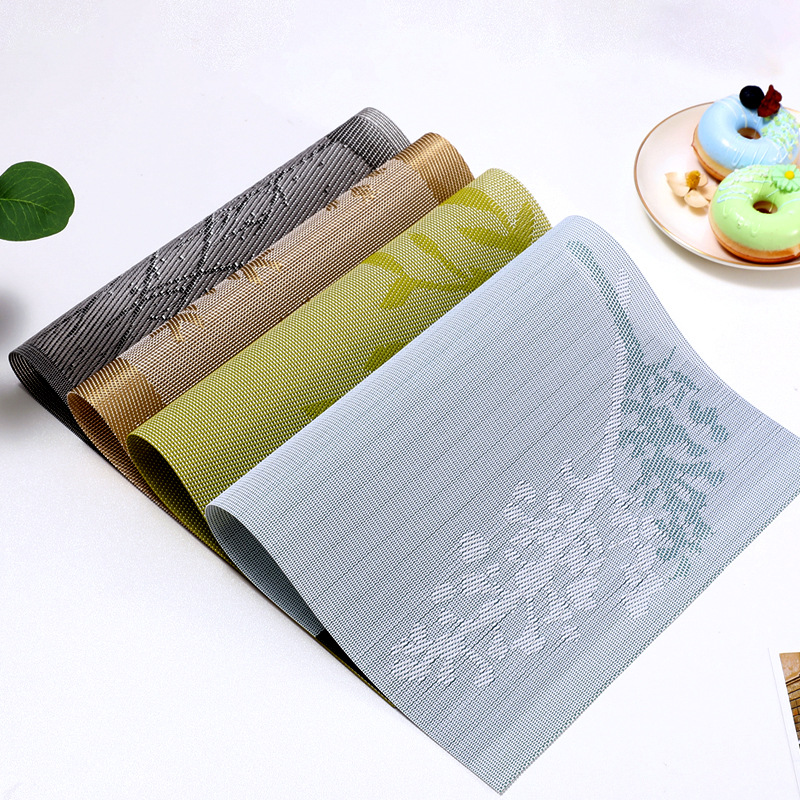Teslin jacquard placemats, European creative, high-end, simple and elegant, woven PVC, Western placemats, table MATS, Japanese heat-insulating and anti-slip MATS, plate MATS, placemats and coasters, anti-slip and heat-resistant details Picture