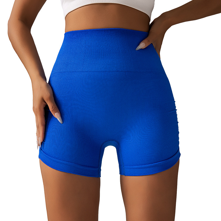 Cross-border wrinkled yoga shorts, women's high-waisted peach-buttocks tight running and fitness three-inch pants, ribbed solid color sports pants Application Scenario