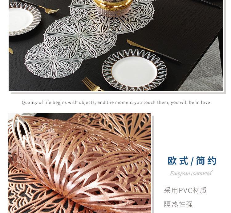 Table flag PVC European-style modern simple large square table mat, anti-slip coffee table mat, table decoration long towel table mat, waterproof, anti-slip, oil-proof, heat-resistant and wear-resistant pic 7