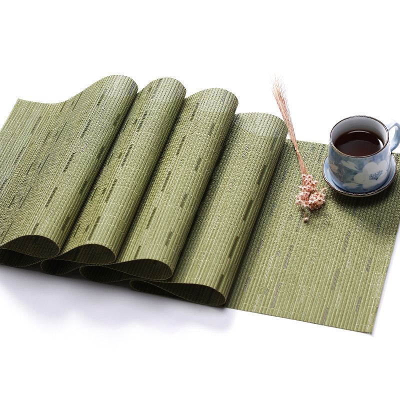 Cross-border in-stock solid color placemats, Chinese-style Teslin pvc placemats, bamboo weave placemats, waterproof, anti-slip, oil-proof, heat-resistant and heat-insulating table MATS, custom-made Specification image