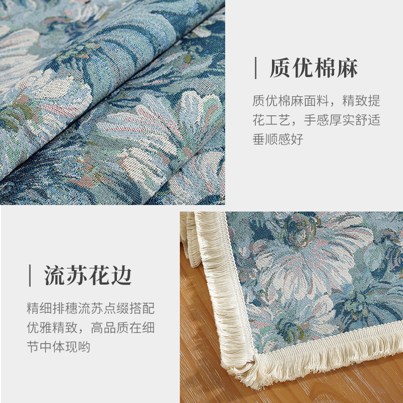 New cotton and linen fringed lace long strip cover, TV cabinet long strip fabric, all-season universal dining table, table flag processing and customization