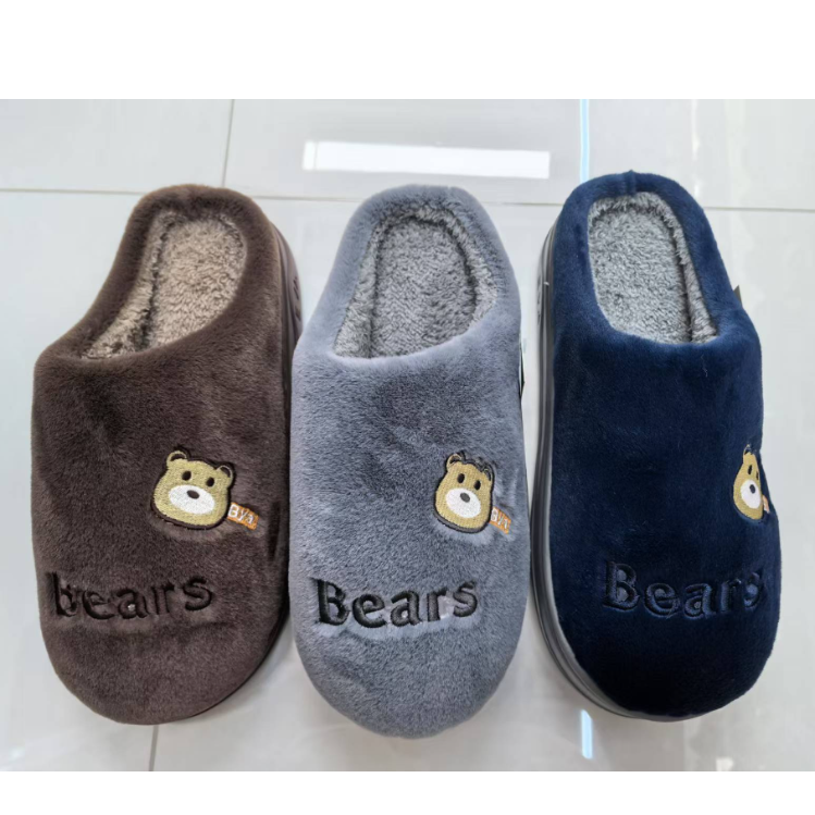 Men's cotton slippers with EVA soles for winter warmth, indoor home slippers for export wholesale, comfortable and anti-slip full figure