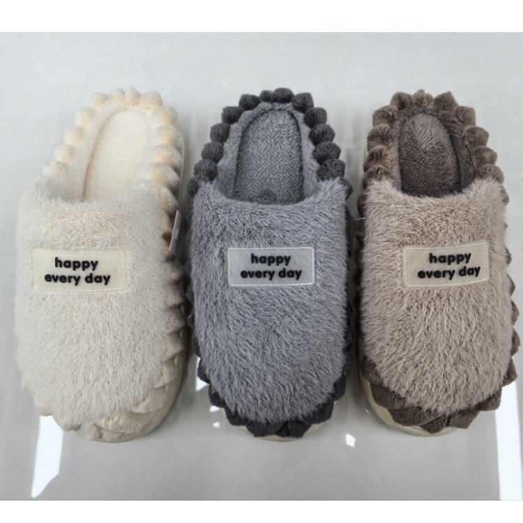 New autumn and winter side-sewn wool men's cotton slippers for export wholesale, comfortable and warm home slippers full figure