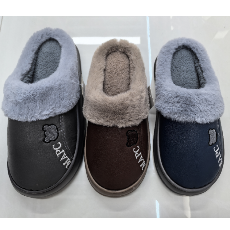 Autumn and winter embroidered side-sewn men's slippers with EVA soles, export slippers, waterproof and warm cotton slippers wholesale full figure