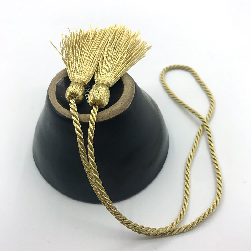 厂家现货56cm浅金色双头流苏 服装辅料穗子绳DIY口袋绳爆款可定制