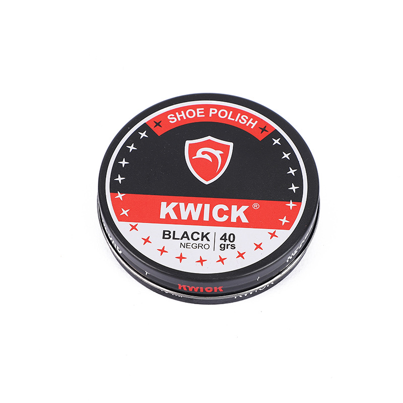 KWICK 40ML Tin Box Shoe Polish, Black leather Shoe Care Oil, Leather Care Agent, Shoe brush, Shoe Wax set Item Picture