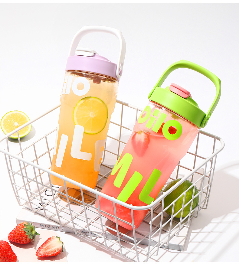 Summer fashion sports water cup, large capacity, high appearance level, student plastic cup, original personality, portable double-drinking straw cup pic 25