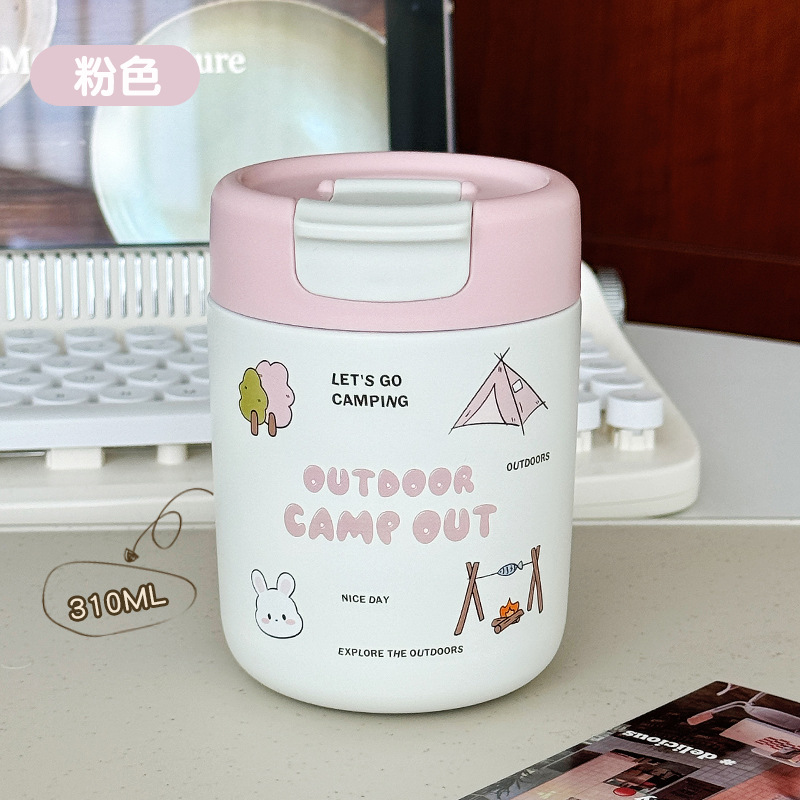 Cute mini children's insulated cup with high appearance level, stainless steel water cup, student camping style coffee cup, portable for takeout Item Picture