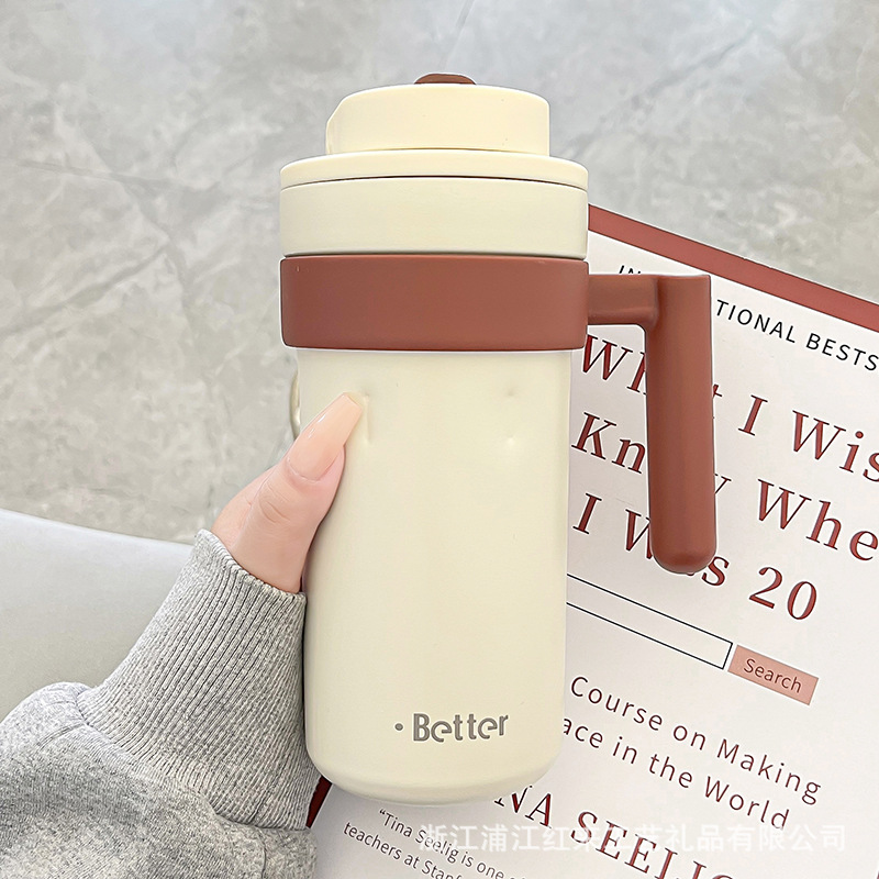 Original new high-appearance 316 stainless steel coffee cup, intelligent temperature display design, handle insulated cup, direct drinking cup Item Picture