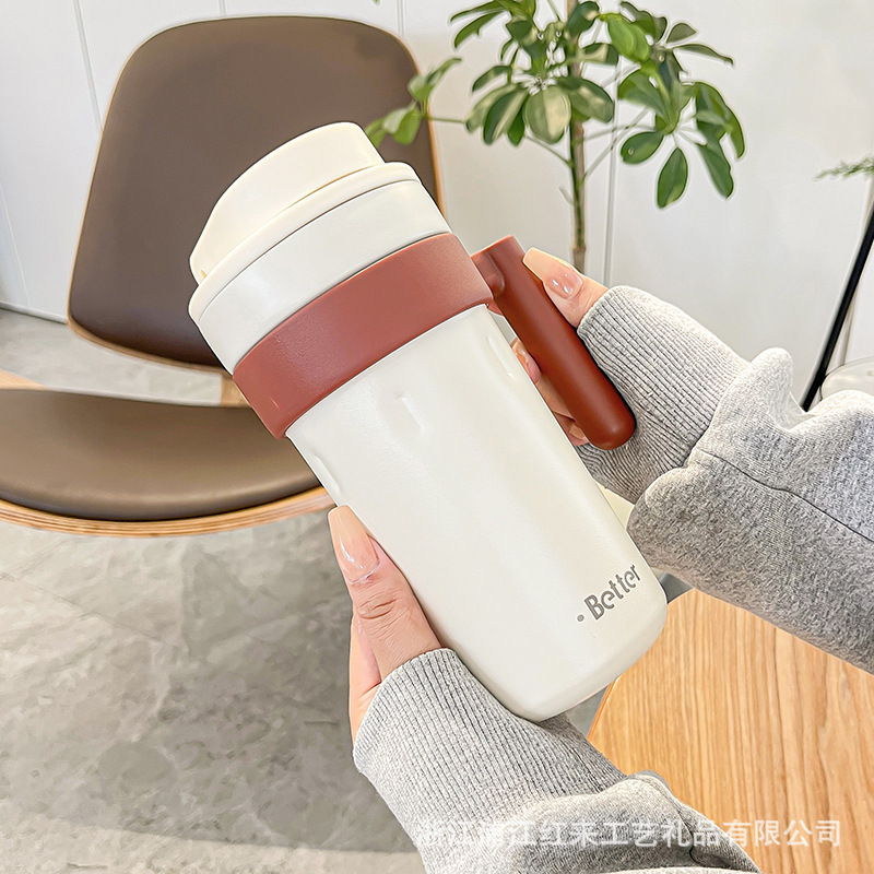 Original new high-appearance 316 stainless steel coffee cup, intelligent temperature display design, handle insulated cup, direct drinking cup details Picture