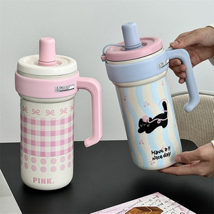 Portable and bouncy insulated cups with handles, fashionable large-capacity Yongkang insulated cups for students and couples, wholesale of water cups with high appearance standards pic 5