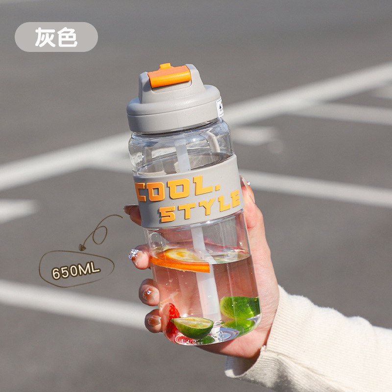 Creative, simple, fresh, high appearance level student water cups, couple outdoor sports straws, plastic cups, car water cups manufacturer Item Picture