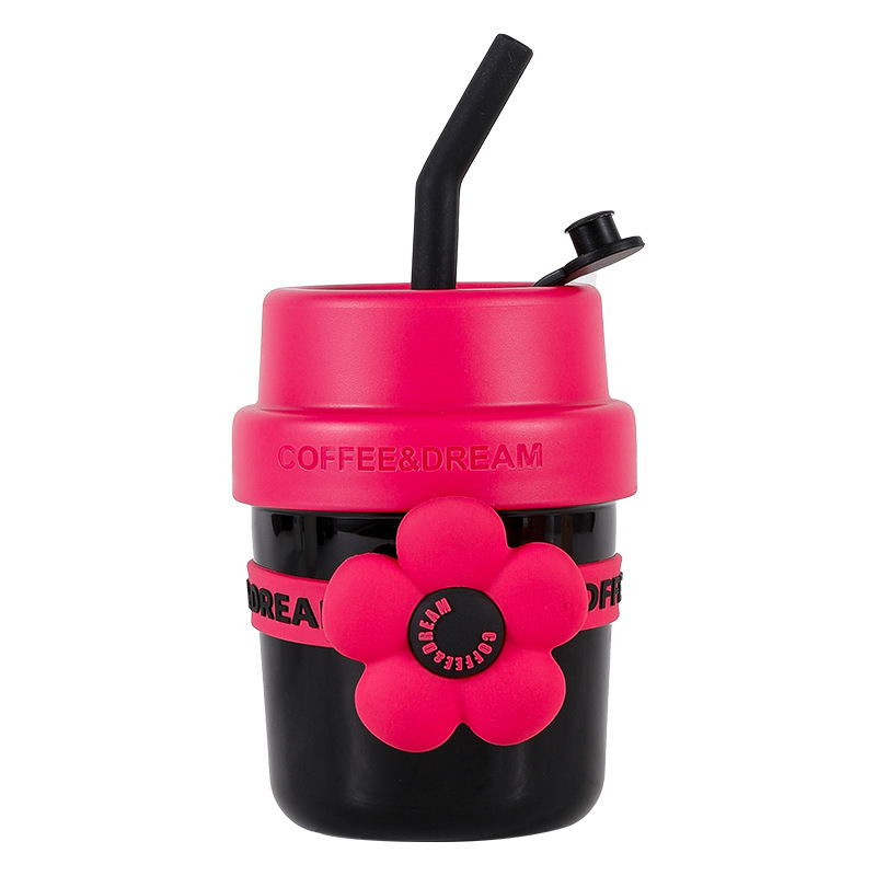 Flower straw insulated cup, women's water cup, high appearance level travel cup, cute coffee cup, stainless steel children's and student water cup Application Scenario