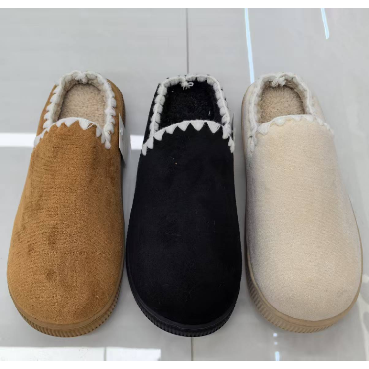 New autumn and winter fashionable and simple women's side-sewn slippers, comfortable and warm home shoes for export wholesale thumbnail