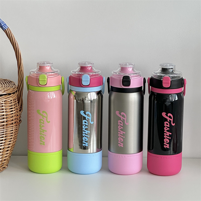 Portable and bouncy insulated cups with handles, fashionable large-capacity Yongkang insulated cups for students and couples, wholesale of water cups with high appearance standards details Picture