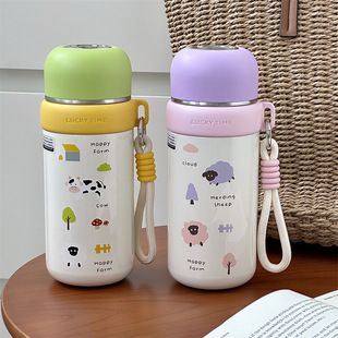Wholesale of new fashionable stainless steel vacuum business travel cups with high appearance standards, bouncing straws, couple and student insulated cups pic 2