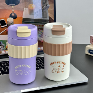 搞怪趣味花茶吸管杯可爱卡通高颜值不锈钢保温杯茶水分离运动水杯详情6