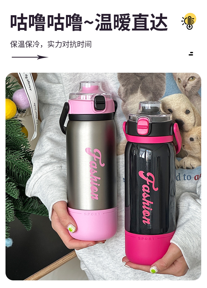Portable and bouncy insulated cups with handles, fashionable large-capacity Yongkang insulated cups for students and couples, wholesale of water cups with high appearance standards pic 16