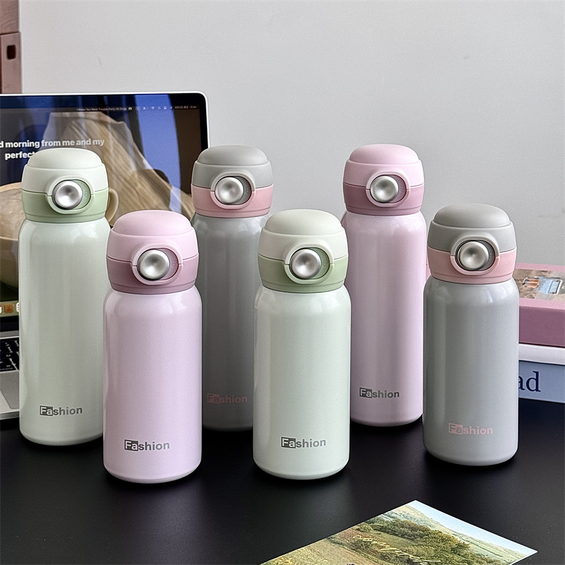 Wholesale of new fashionable stainless steel vacuum business travel cups with high appearance standards, bouncing straws, couple and student insulated cups details Picture