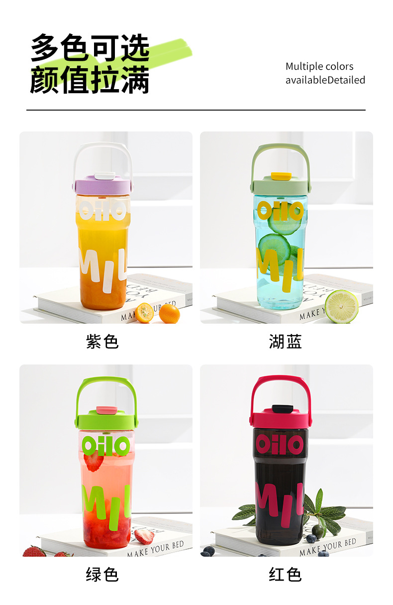 Summer fashion sports water cup, large capacity, high appearance level, student plastic cup, original personality, portable double-drinking straw cup pic 16