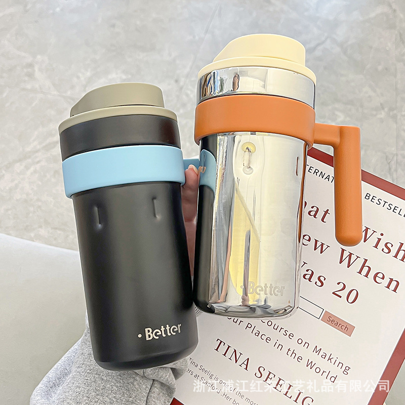 Original new high-appearance 316 stainless steel coffee cup, intelligent temperature display design, handle insulated cup, direct drinking cup Specification image