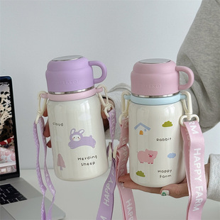 Cute cartoon 316 acero inoxidable thermal cup alto nivel de apariencia estudiante pareja rebote recto beber niños thermal cup agua pic 2