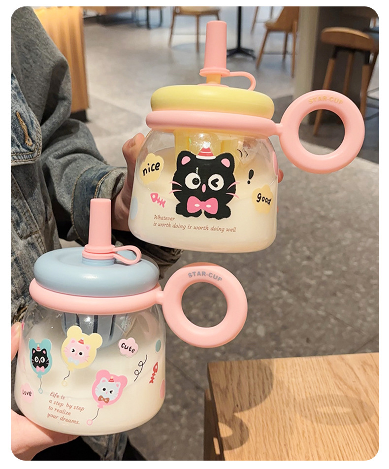 大肚杯塑料杯2025新款大容量桌面吸管杯女可爱茶水分离便携式水杯详情13