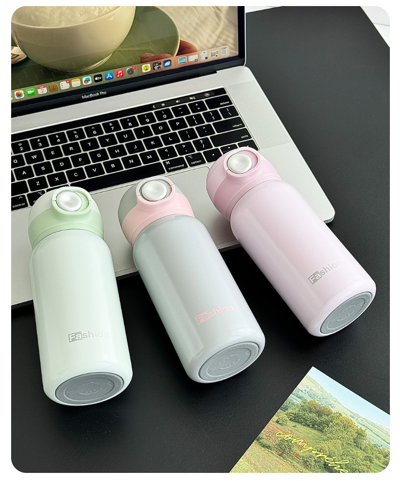 Wholesale of new fashionable stainless steel vacuum business travel cups with high appearance standards, bouncing straws, couple and student insulated cups pic 27