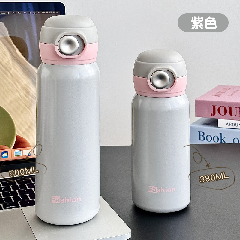 Wholesale of new fashionable stainless steel vacuum business travel cups with high appearance standards, bouncing straws, couple and student insulated cups Item Picture