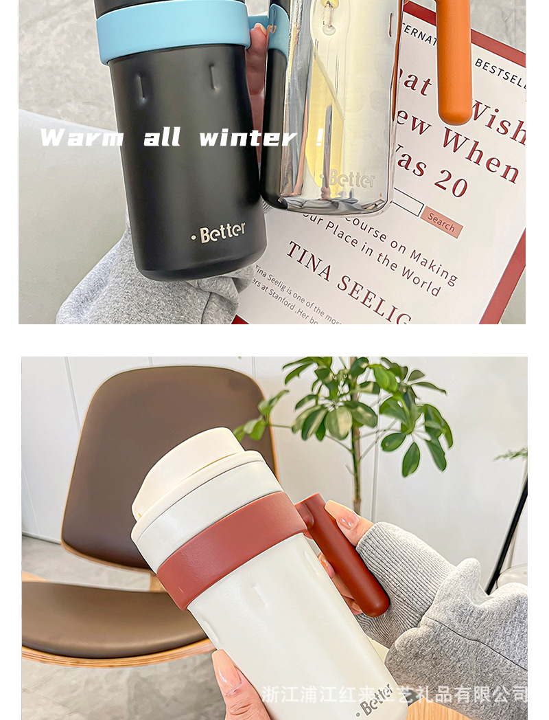 Original new high-appearance 316 stainless steel coffee cup, intelligent temperature display design, handle insulated cup, direct drinking cup pic 12