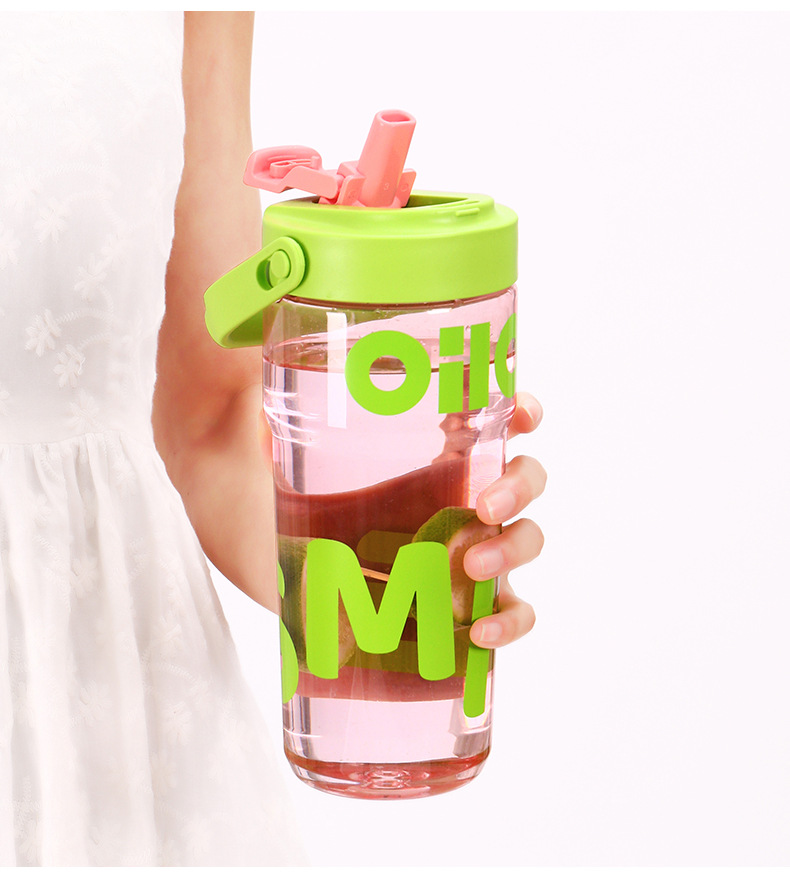 Summer fashion sports water cup, large capacity, high appearance level, student plastic cup, original personality, portable double-drinking straw cup pic 24